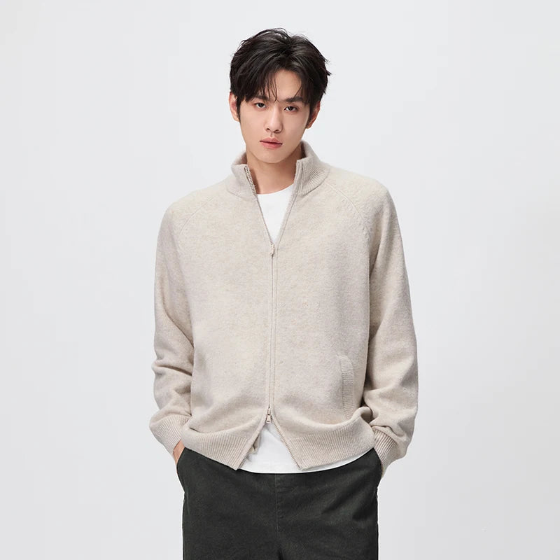 Semir Men Cardigan Mock Neck Raglan Sleeve