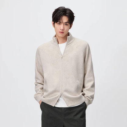 Semir Men Cardigan Mock Neck Raglan Sleeve