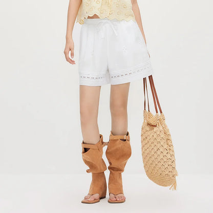 Semir Women Pants Hollow Embroidered Loose