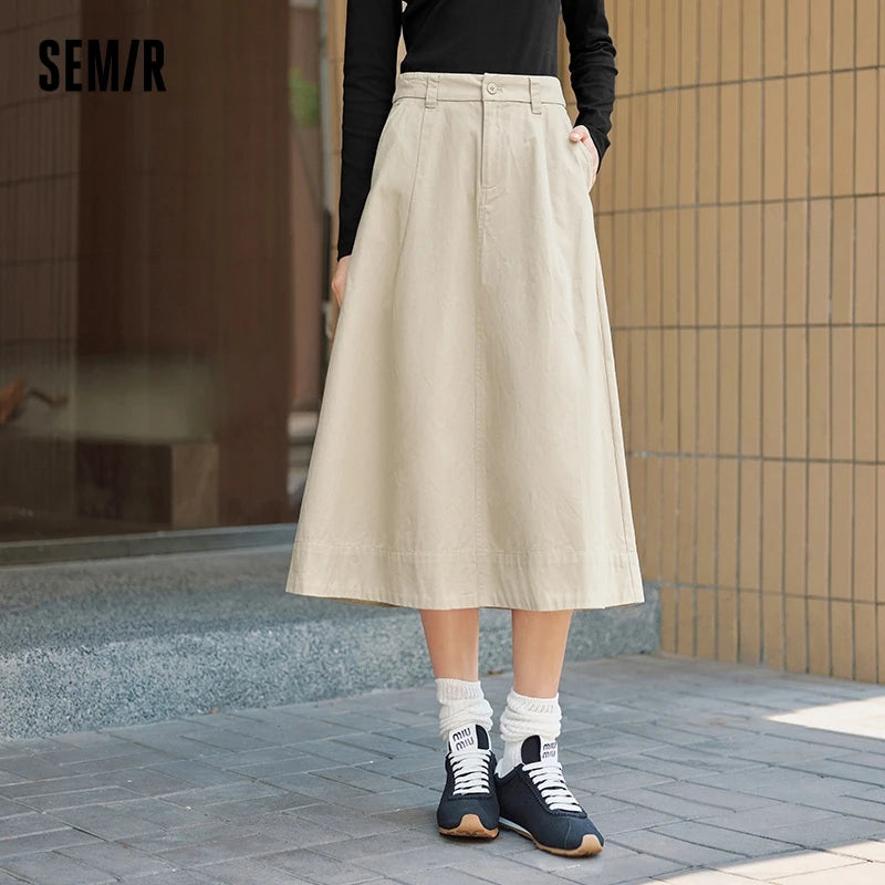 Semir Women Skirt Cotton Loose Umbrella