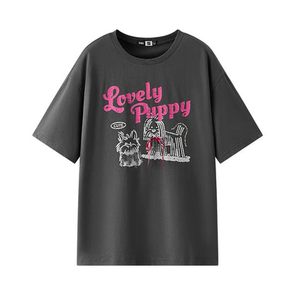 Semir Short Sleeve T-Shirt Women Mid-Length Pattern Cute Retro 2025 New Summer Moisture Wicking Loose Top Niche Style