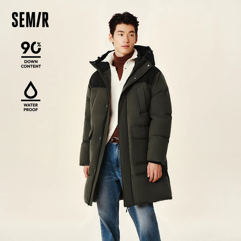 Semir Men Down Jacket Long Waterproof Hooded