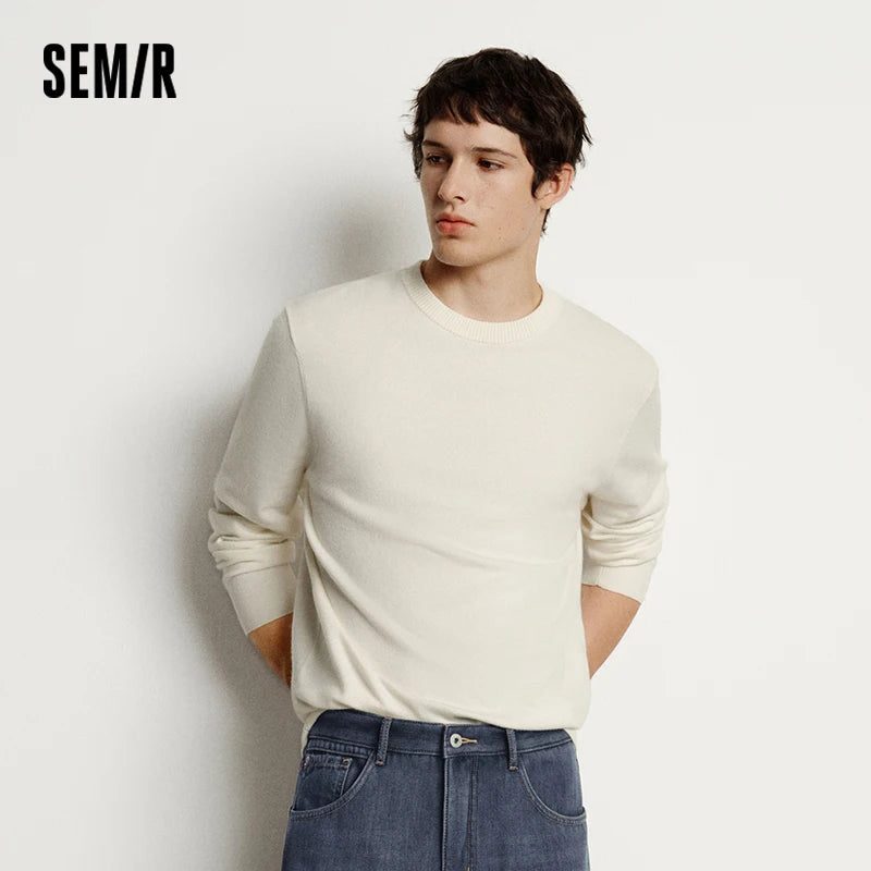 Semir Men Knitted Sweater Crew Neck Cashmere Blend