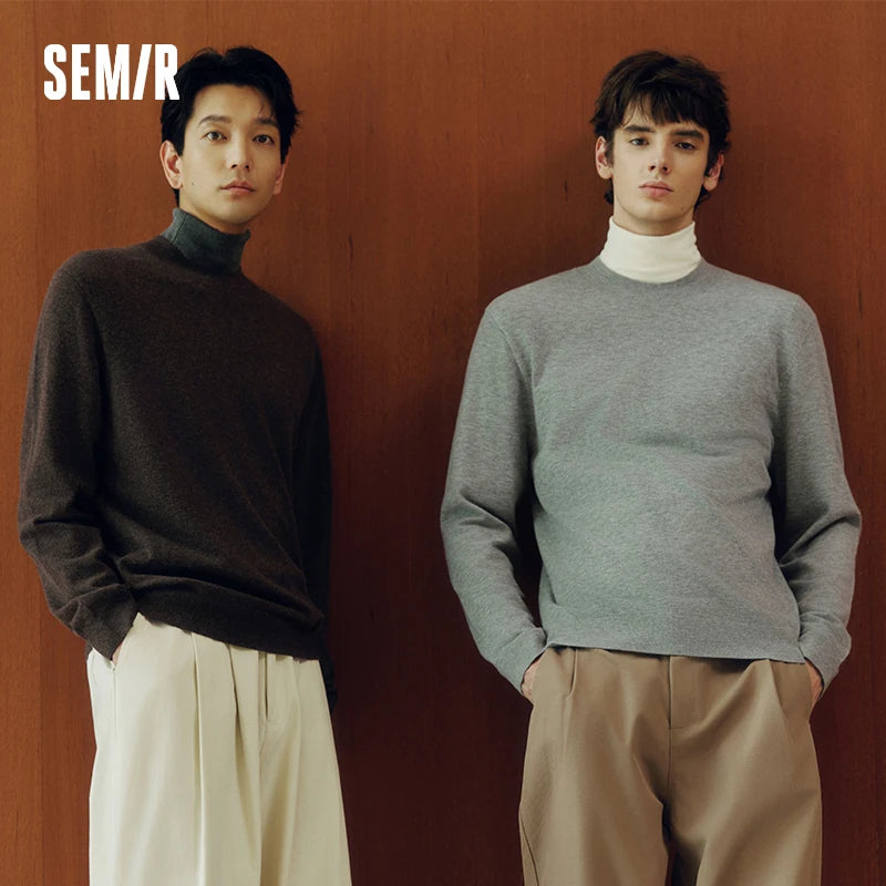 Semir Men Knitted Sweater Half-High Collar Cashmere