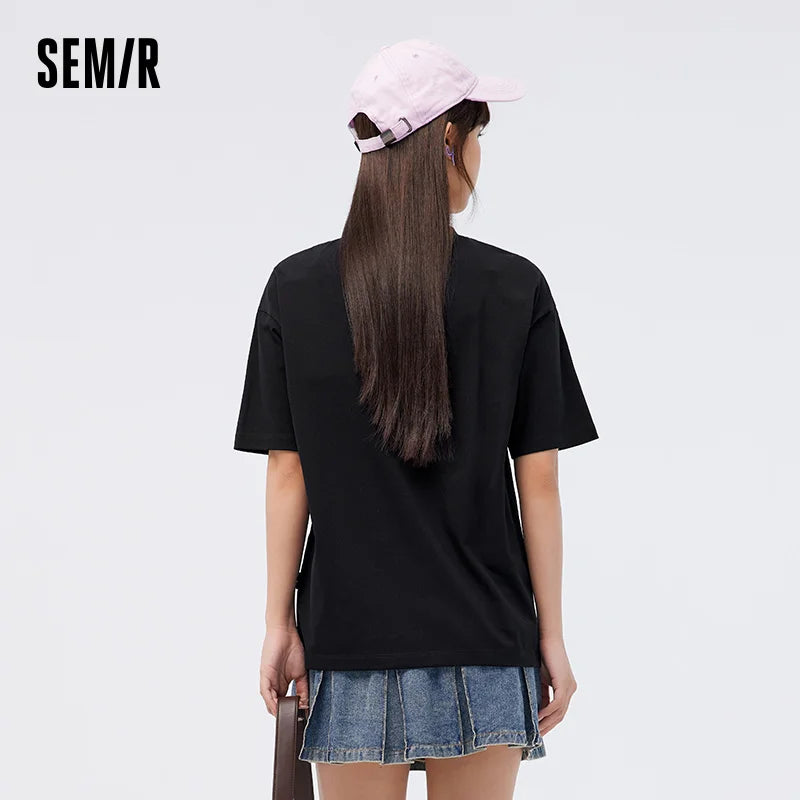 Semir Short Sleeve T-Shirt Women Mid-long Style Moisture-wicking and Quick-dry 2025 New Style Summer Outfit Gentle Pink Top