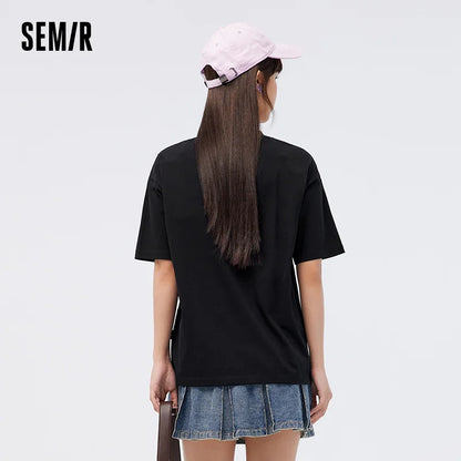 Semir Short Sleeve T-Shirt Women Mid-long Style Moisture-wicking and Quick-dry 2025 New Style Summer Outfit Gentle Pink Top