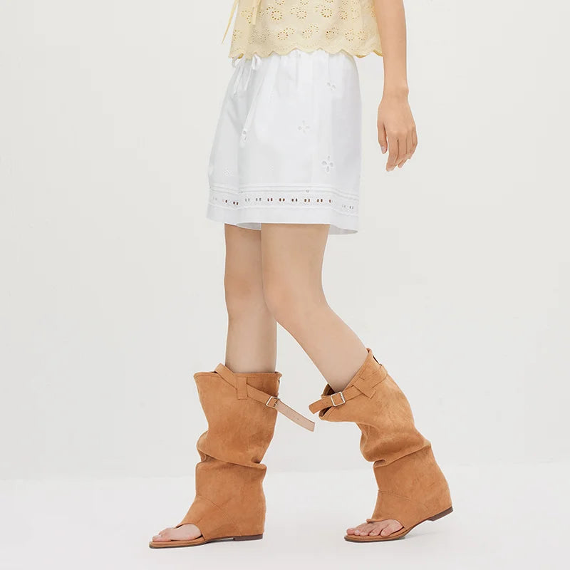 Semir Women Pants Hollow Embroidered Loose