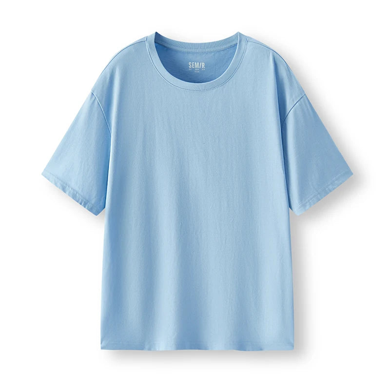 Semir Short Sleeve T-Shirt Men Pure Cotton Bottoming Shirt 2025 New Spring Solid Color Inner Layer Top Versatile White T-Shirt