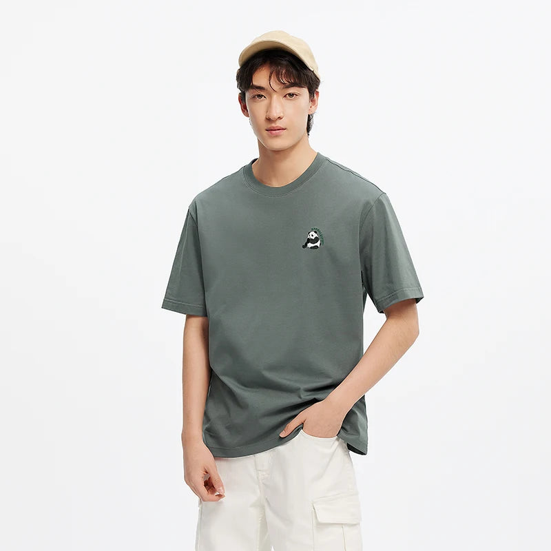 Semir Short Sleeve T-Shirt Men Moisture Wicking Panda Embroidered 2025 New Summer Knit Top for Casual and Comfortable Style