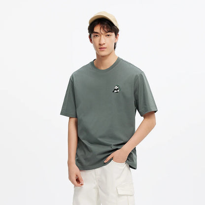 Semir Short Sleeve T-Shirt Men Moisture Wicking Panda Embroidered 2025 New Summer Knit Top for Casual and Comfortable Style