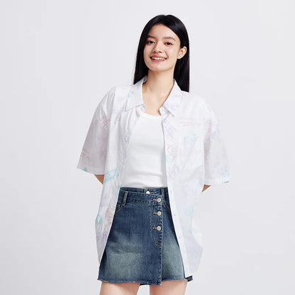 Semir Mid-sleeve Shirt Women Popeye Co-branded Mid-long Style Summer 2025 New Version Full-print Shirt