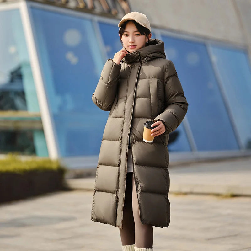 Semir Women Down Jacket Long Waterproof Loose Hooded