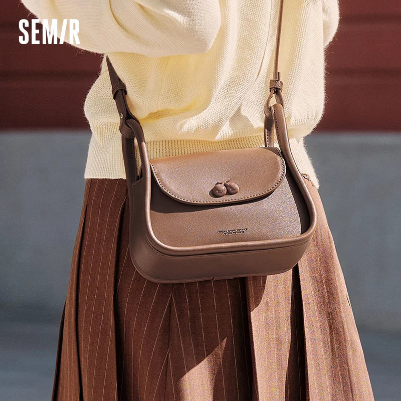 Semir Bag Saddle Bag Women French Style Handbag Trendy Korean Style Single Shoulder Bag Fashion Crossbody Bag