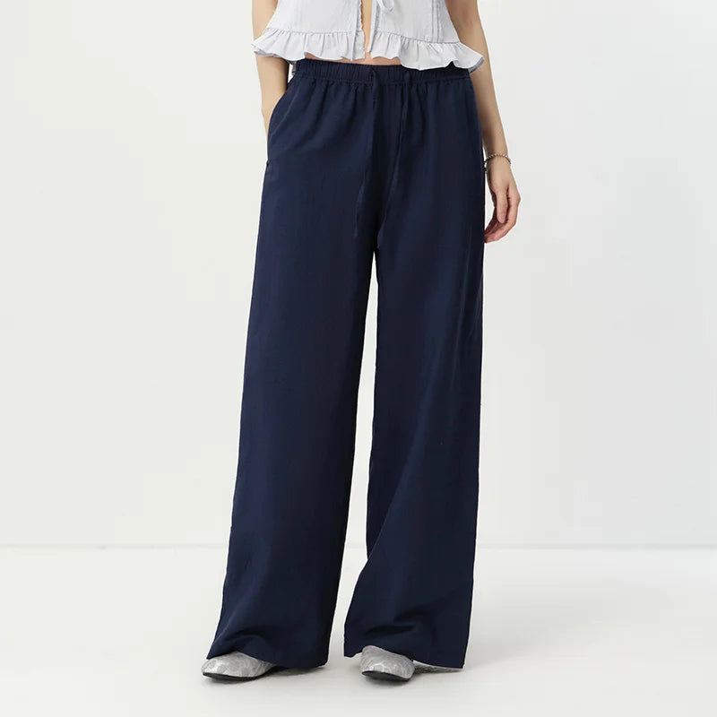 Semir Women Pants Linen Loose Wide Leg