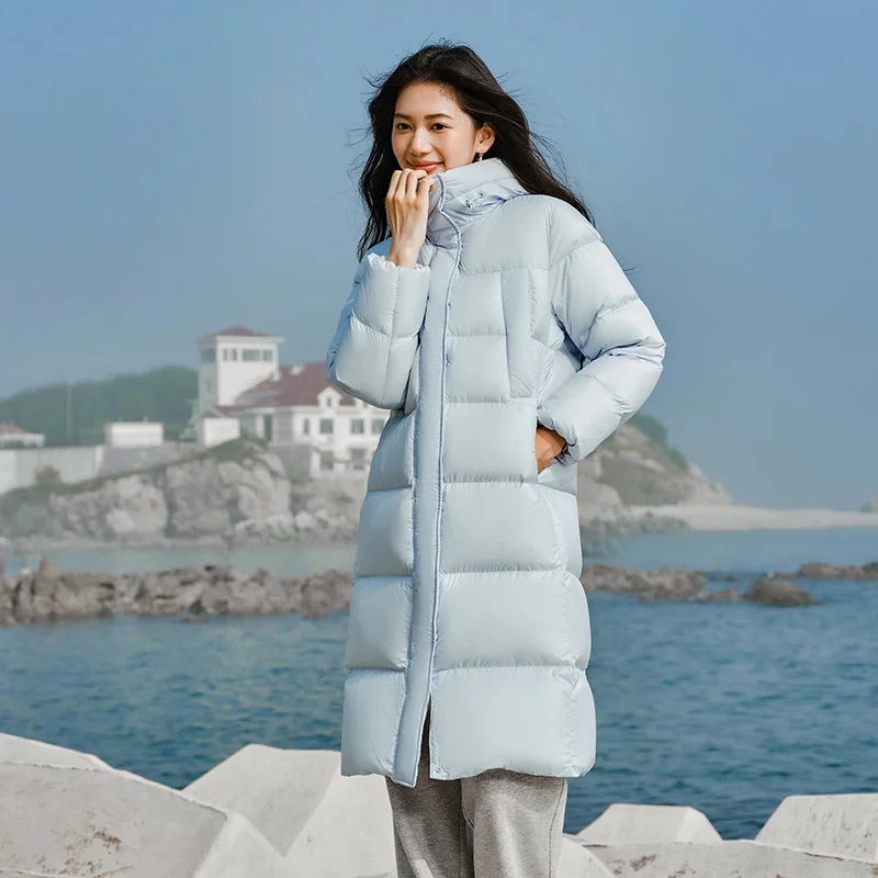 Semir Women Down Jacket Long Waterproof Loose Hooded