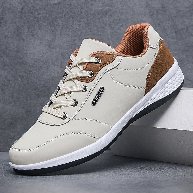 YRZL Men's Waterproof Leather Sports Sneakers