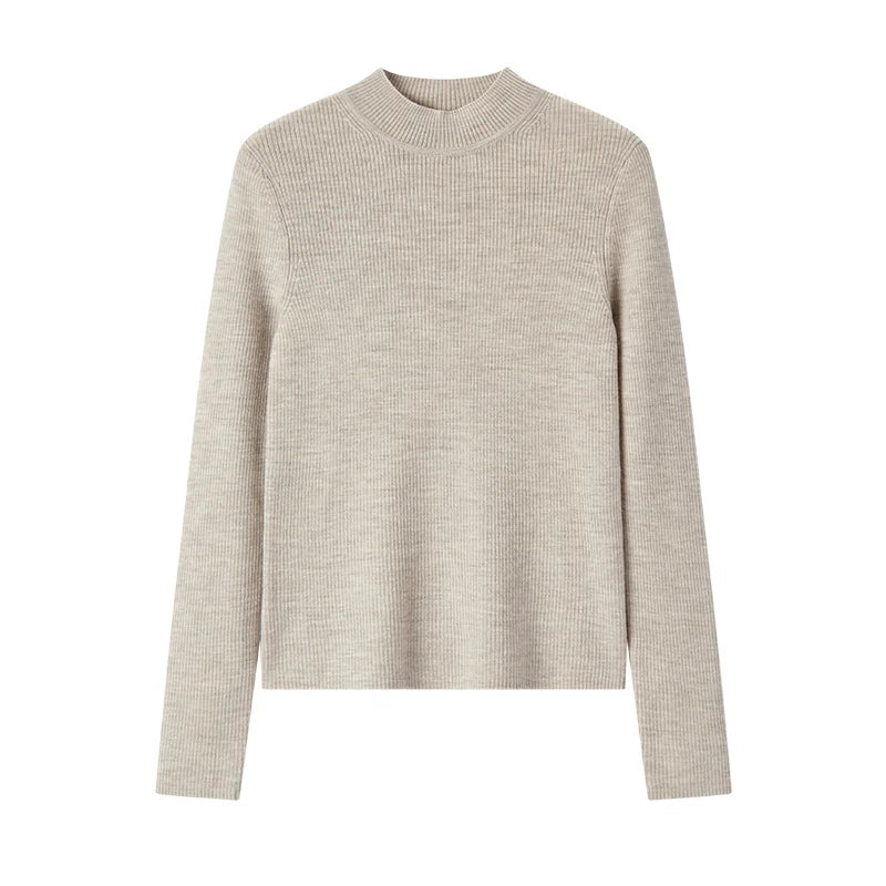 Semir Women Sweater Slim Wool Semi-High Neck