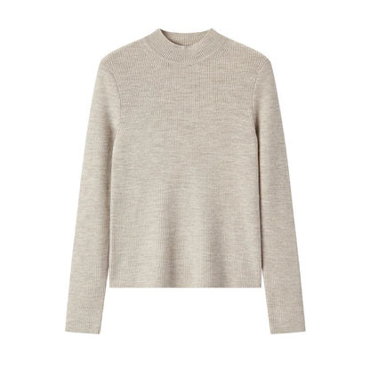Semir Women Sweater Slim Wool Semi-High Neck