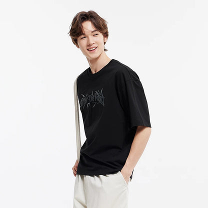 Semir Short Sleeve T-Shirt Men Bamboo Leaf Print Cool Feeling 2025 New Summer Loose Knit Base Layer Top for Trendy Outfits