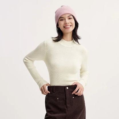 Semir Women Sweater Slim Wool Semi-High Neck