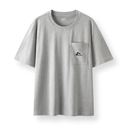 Semir Short Sleeve T-Shirt Men Cotton White T-Shirt Base Layer 2025 New Summer Pocket Embroidered Knit Top for Relaxed Outfits