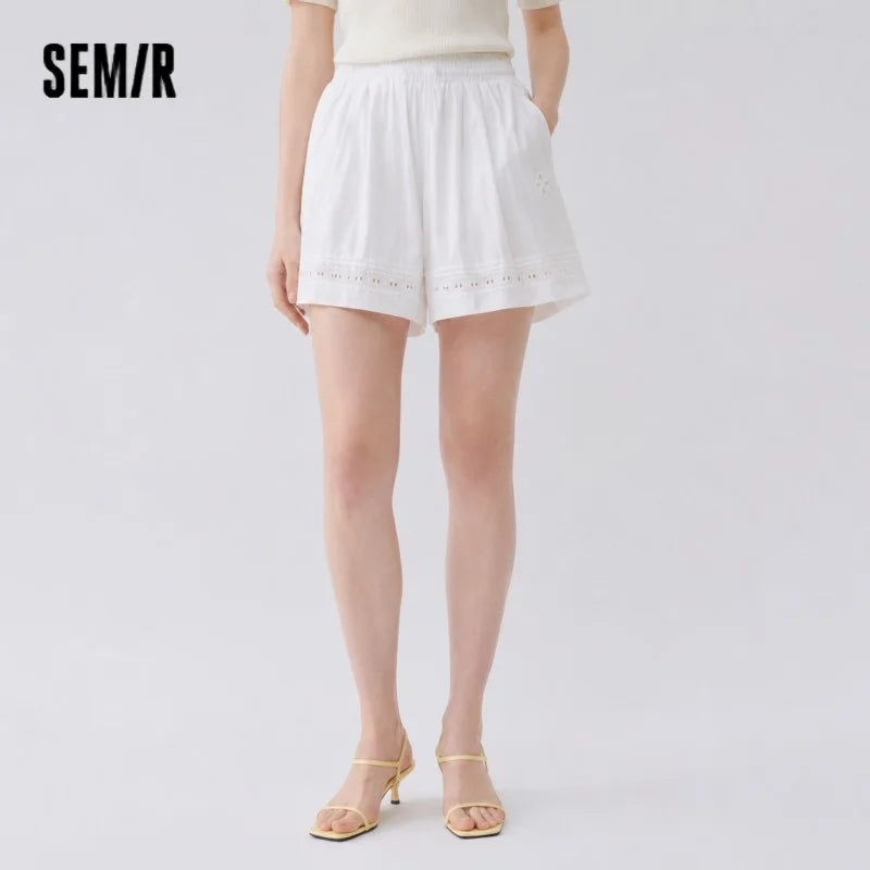 Semir Women Pants Hollow Embroidered Loose