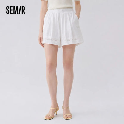 Semir Women Pants Hollow Embroidered Loose