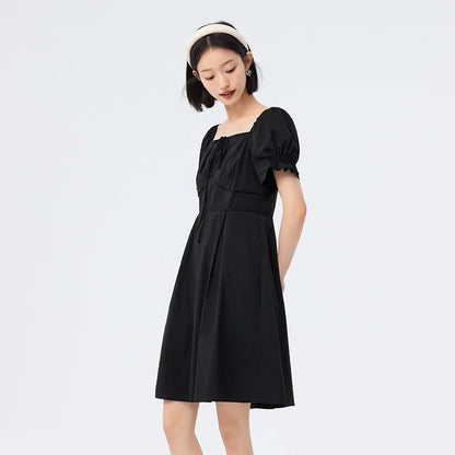 Semir Dress Women Solid Color Feel Versatile 2025 Summer New Fashion Square Neck Short Dress Women'S Elegant