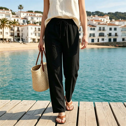 Women's Cotton Linen Loose Casual Trousers
