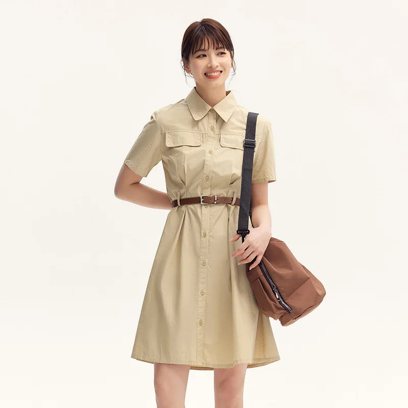 Semir Dress Women Pure Cotton Fashionable and Elegant 2025 New Summer Version Slimming and Waist-tightening Shirt Dress