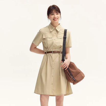 Semir Dress Women Pure Cotton Fashionable and Elegant 2025 New Summer Version Slimming and Waist-tightening Shirt Dress