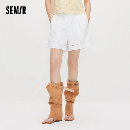 Semir Women Pants Hollow Embroidered Loose