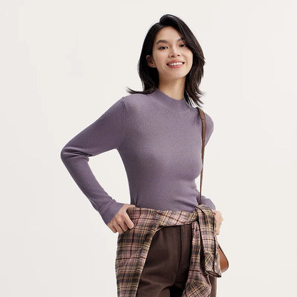 Semir Women Sweater Slim Wool Semi-High Neck