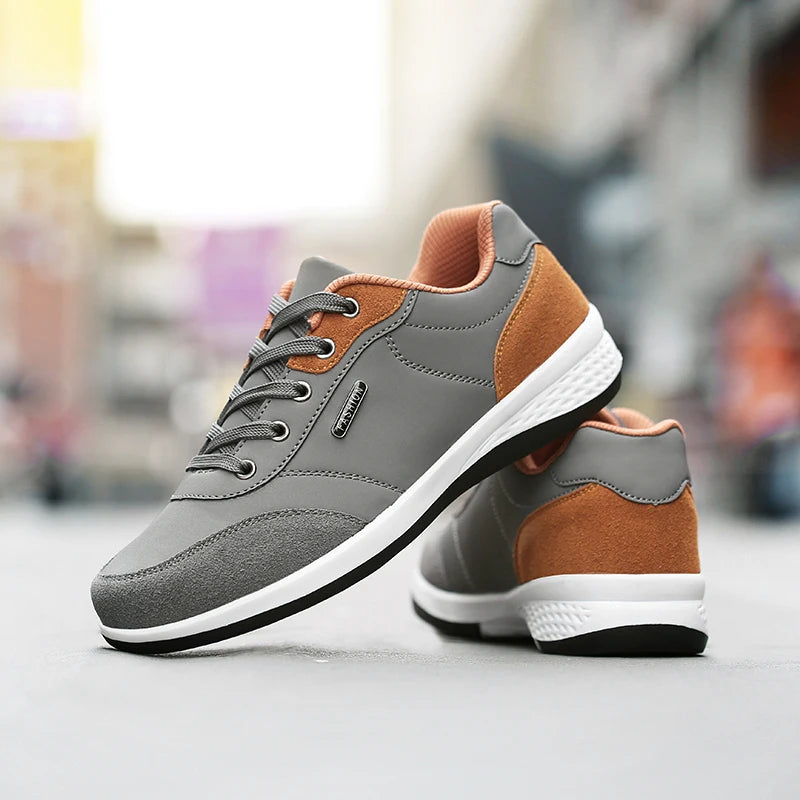 YRZL Men's Waterproof Leather Sports Sneakers