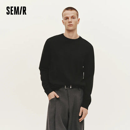 Semir Men Knitted Sweater Crew Neck Cashmere Blend