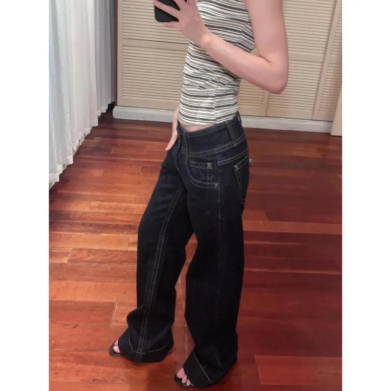 American Retro Low Waist Wide Leg Jeans