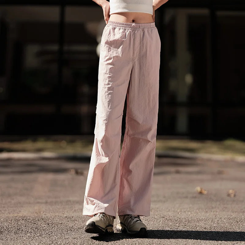 Semir Casual Trousers Women Elastic Waist Solid Colour Texture Trousers 2024 Summer New Sunscreen Wide-Leg Trousers Tide Cool St