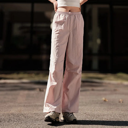 Semir Casual Trousers Women Elastic Waist Solid Colour Texture Trousers 2024 Summer New Sunscreen Wide-Leg Trousers Tide Cool St