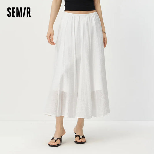 Semir Women Skirt High Waist A-Line Long