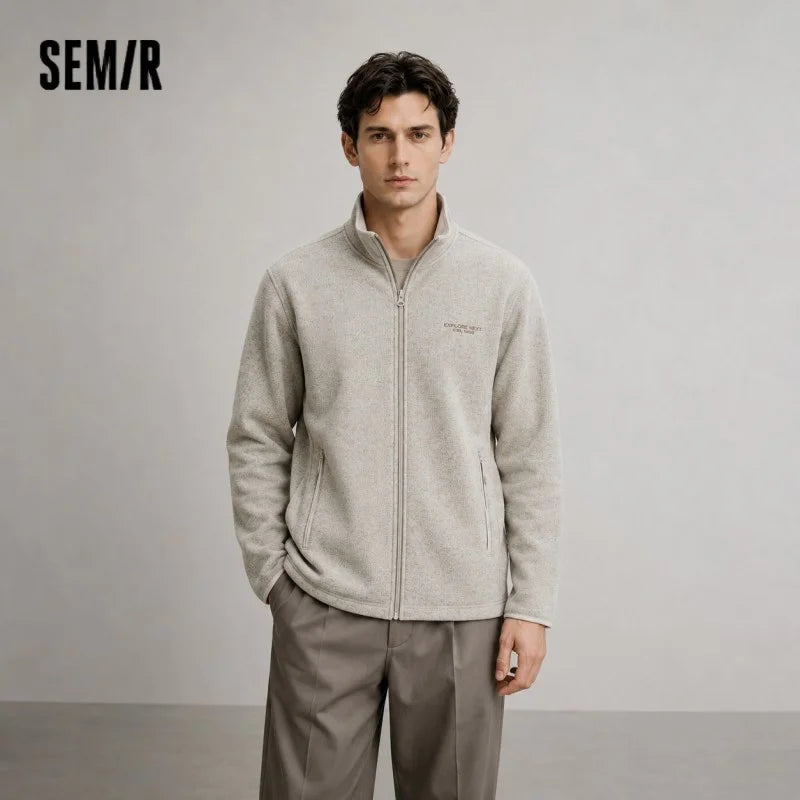 Semir Men Knit Zip Stand Collar Jacket