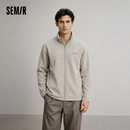 Semir Men Knit Zip Stand Collar Jacket