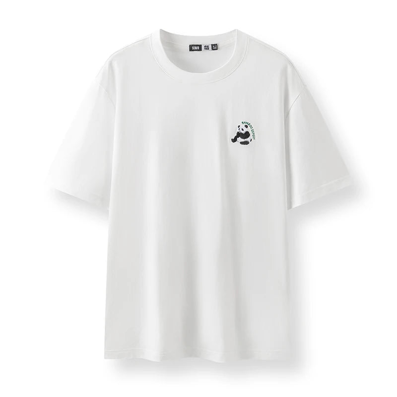 Semir Short Sleeve T-Shirt Men Moisture Wicking Panda Embroidered 2025 New Summer Knit Top for Casual and Comfortable Style