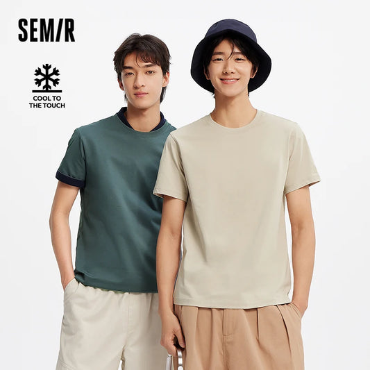 Semir Short Sleeve T-Shirt Men Moisture Wicking Antibacterial T-Shirt 2025 New Summer Solid Color Top for Heat Protection